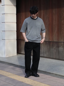 「BEAUTY&YOUTH UNITED ARROWS（ビューティーアンドユースユナイテッドアローズ）のBY バルーンシルエット 5P スラブデニムパンツ（デニムパンツ、ブラック系）」を使った、Shouichi Yokoyamaさん（メンズ・178cm）の春コーディネート