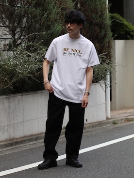 「BEAUTY&YOUTH UNITED ARROWS（ビューティーアンドユースユナイテッドアローズ）のBY バルーンシルエット 5P スラブデニムパンツ（デニムパンツ、ブラック系）」を使った、Shouichi Yokoyamaさん（メンズ・178cm）の春コーディネート