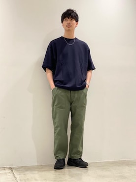 「BEAUTY&YOUTH UNITED ARROWS（ビューティーアンドユースユナイテッドアローズ）のBY レーヨン ブレンド スウェット Tシャツ（Tシャツ/カットソー、ブルー系）」を使った、Shouichi Yokoyamaさん（メンズ・178cm）の春コーディネート