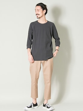 Ur クルーネックワッフルビックロング7分袖tシャツを使ったメンズ人気ファッションコーディネート Wear