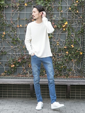 「REPRODUCTION OF FOUND（リプロダクションオブファウンド）のRED SEAM　別注 GERMAN TRAINER（スニーカー）」を使った、otsukiさん（メンズ・184cm）の春コーディネート