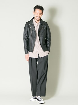 「URBAN RESEARCH（アーバンリサーチ）のアイテム（ライダースジャケット）」を使った、otsukiさん（メンズ・184cm）の秋コーディネート
