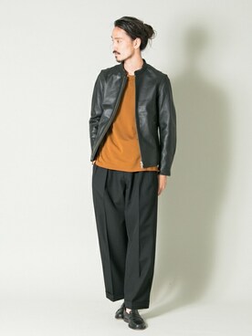 「URBAN RESEARCH（アーバンリサーチ）のアイテム（ライダースジャケット）」を使った、otsukiさん（メンズ・184cm）の秋コーディネート