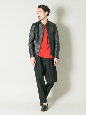 「URBAN RESEARCH（アーバンリサーチ）のアイテム（ライダースジャケット）」を使った、otsukiさん（メンズ・184cm）の秋コーディネート
