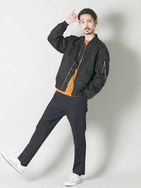 「Alpha Industries（アルファインダストリーズ）のアイテム」を使った、otsukiさん（メンズ・184cm）の秋コーディネート