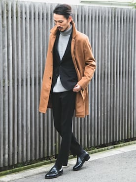 「アイテム（ステンカラーコート）」を使った、otsukiさん（メンズ・184cm）の秋コーディネート