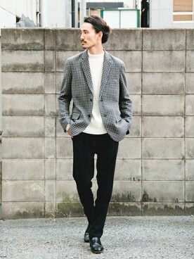 「URBAN RESEARCH（アーバンリサーチ）のC/A片畦モックネック（ニット/セーター）」を使った、otsukiさん（メンズ・184cm）の冬コーディネート