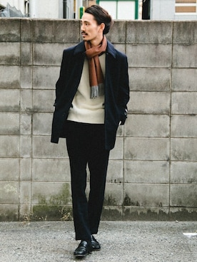 「URBAN RESEARCH（アーバンリサーチ）のC/A片畦モックネック（ニット/セーター）」を使った、otsukiさん（メンズ・184cm）の冬コーディネート