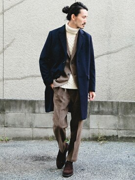 「URBAN RESEARCH（アーバンリサーチ）のアイテム（チェスターコート）」を使った、otsukiさん（メンズ・184cm）の冬コーディネート