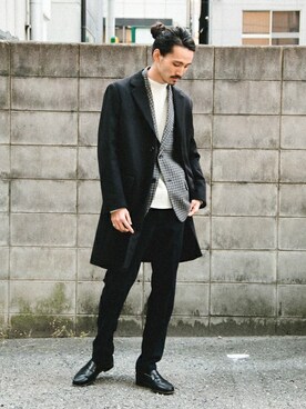 「URBAN RESEARCH（アーバンリサーチ）のアイテム（チェスターコート）」を使った、otsukiさん（メンズ・184cm）の冬コーディネート