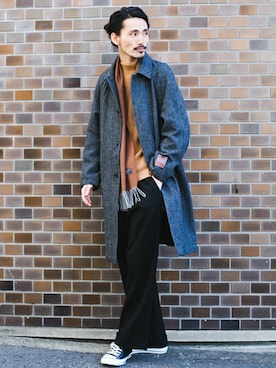 「URBAN RESEARCH（アーバンリサーチ）のC/A片畦モックネック（ニット/セーター）」を使った、otsukiさん（メンズ・184cm）の冬コーディネート