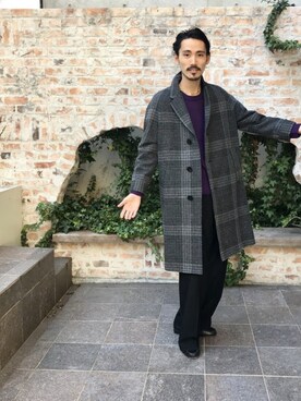 「URBAN RESEARCH（アーバンリサーチ）のアイテム（チェスターコート）」を使った、otsukiさん（メンズ・184cm）の冬コーディネート
