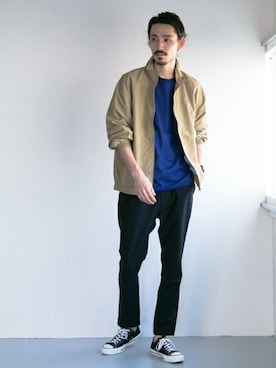 「Champion（チャンピオン）のアイテム（ナイロンジャケット）」を使った、otsukiさん（メンズ・184cm）の春コーディネート