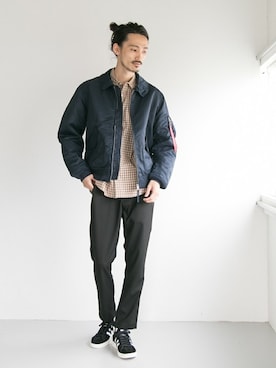 「Alpha Industries（アルファインダストリーズ）のアイテム」を使った、otsukiさん（メンズ・184cm）の秋コーディネート