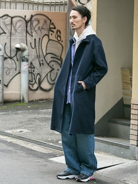 「URBAN RESEARCH（アーバンリサーチ）のアイテム（ステンカラーコート）」を使った、otsukiさん（メンズ・184cm）の冬コーディネート