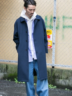 「URBAN RESEARCH（アーバンリサーチ）のアイテム（ステンカラーコート）」を使った、otsukiさん（メンズ・184cm）の冬コーディネート