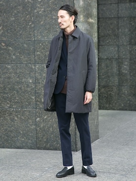 「URBAN RESEARCH（アーバンリサーチ）のアイテム（ステンカラーコート）」を使った、otsukiさん（メンズ・184cm）の冬コーディネート