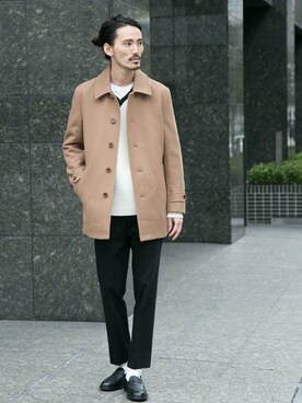 「URBAN RESEARCH（アーバンリサーチ）のアイテム（ステンカラーコート）」を使った、otsukiさん（メンズ・184cm）の冬コーディネート