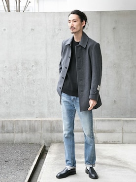 「URBAN RESEARCH（アーバンリサーチ）のアイテム（ステンカラーコート）」を使った、otsukiさん（メンズ・184cm）の冬コーディネート
