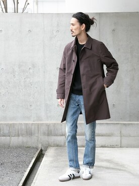 「URBAN RESEARCH（アーバンリサーチ）のアイテム（ステンカラーコート）」を使った、otsukiさん（メンズ・184cm）の冬コーディネート
