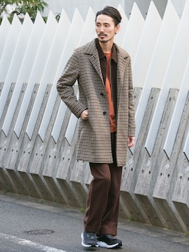 「URBAN RESEARCH（アーバンリサーチ）のアイテム（ステンカラーコート）」を使った、otsukiさん（メンズ・184cm）の冬コーディネート