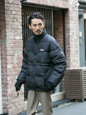 「FILA（フィラ）のアイテム（ジャケット/アウター）」を使った、otsukiさん（メンズ・184cm）の冬コーディネート