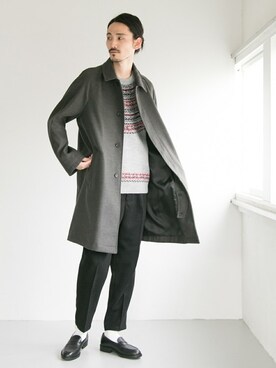 「URBAN RESEARCH（アーバンリサーチ）のアイテム（ステンカラーコート）」を使った、otsukiさん（メンズ・184cm）の冬コーディネート