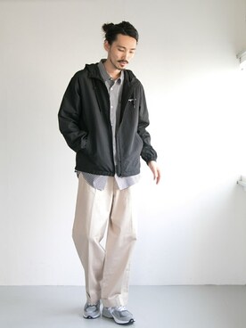 「Champion（チャンピオン）のアイテム（ナイロンジャケット）」を使った、otsukiさん（メンズ・184cm）の冬コーディネート