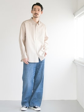 「WHEIR Bobson（ウェアボブソン）のアイテム（デニムパンツ）」を使った、otsukiさん（メンズ・184cm）の冬コーディネート