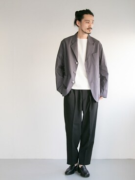 「バスクシャツ」｜「アイテム（その他アウター）」を使った、otsukiさん（メンズ・184cm）の春コーディネート