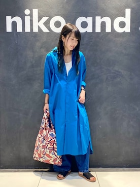 「ニコアンド」｜「アイテム（シャツワンピース）」を使った、hashirumiさん（レディース・162cm）の夏コーディネート
