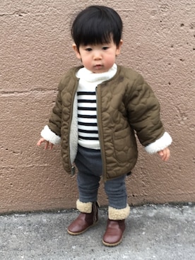 「1歳半」｜「アイテム（ジャケット/アウター）」を使った、ケイさん（キッズ・70cm）の冬コーディネート