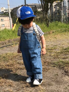 「ノースフェイス」｜「アイテム（オールインワン・サロペット）」を使った、ケイさん（キッズ・80cm）の秋コーディネート