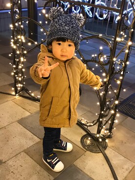 「2歳3ヶ月」｜「アイテム（ジャケット/アウター）」を使った、ケイさん（キッズ・80cm）の冬コーディネート