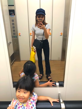 「Honeys（ハニーズ）のアイテム（キャスケット）」を使った、YUKAさん（レディース・155cm）の夏コーディネート