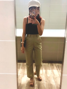 「GU（ジーユー）の（GU）ワイドアンクルパンツＡ（WOMEN ⁄ ガウチョパンツ・ワイドパンツ）」を使った、YUKAさん（レディース・155cm）の夏コーディネート