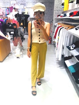 「マスタードイエロー」｜YUKAさん（レディース・155cm）の夏コーディネート