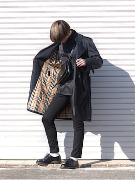 「冬服コーデ」｜「アイテム（ステンカラーコート）」を使った、た い きさん（メンズ・178cm）の秋コーディネート