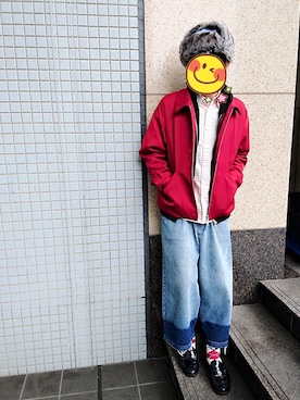 「HARE（ハレ）のウラキモウジップパーカー(HARE)（パーカー）」を使った、とんこつさん（メンズ・166cm）の秋コーディネート