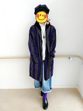 「HARE（ハレ）のウラキモウジップパーカー(HARE)（パーカー）」を使った、とんこつさん（メンズ・166cm）の冬コーディネート