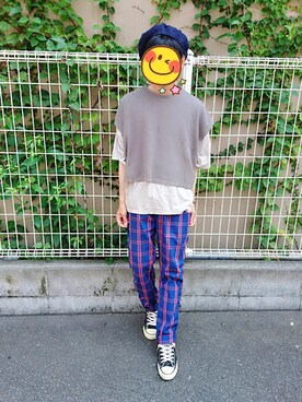 「HARE（ハレ）のアイテム（ハンチング/ベレー帽）」を使った、とんこつさん（メンズ・166cm）の夏コーディネート