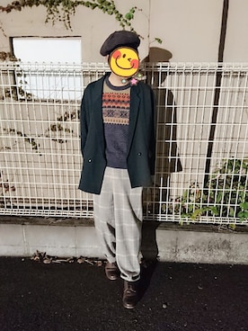 「HARE（ハレ）のアイテム（テーラードジャケット、グリーン系）」を使った、とんこつさん（メンズ・166cm）の秋コーディネート