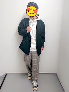 「Champion（チャンピオン）のアイテム（ハンチング/ベレー帽）」を使った、とんこつさん（メンズ・166cm）の春コーディネート