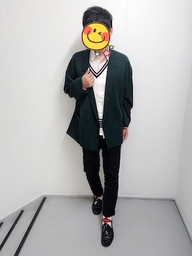 「HARE（ハレ）のアイテム（テーラードジャケット、グリーン系）」を使った、とんこつさん（メンズ・166cm）の春コーディネート