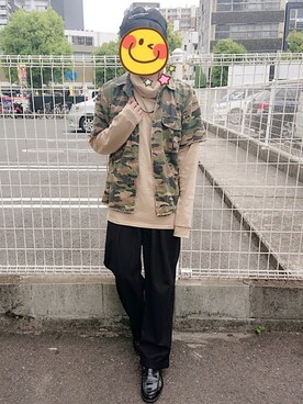 「Champion（チャンピオン）のアイテム（ハンチング/ベレー帽）」を使った、とんこつさん（メンズ・166cm）の春コーディネート