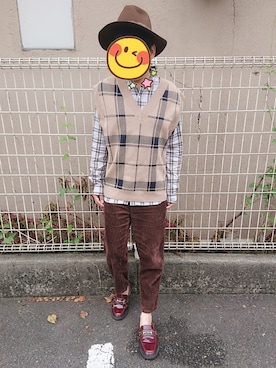 「チェック×チェック」｜とんこつさん（メンズ・166cm）の秋コーディネート