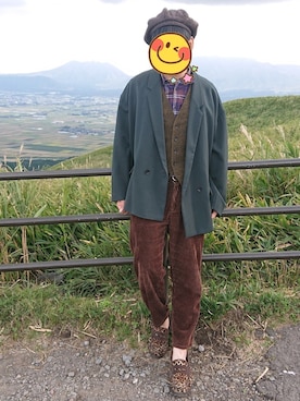 「HARE（ハレ）のアイテム（テーラードジャケット、グリーン系）」を使った、とんこつさん（メンズ・166cm）の秋コーディネート