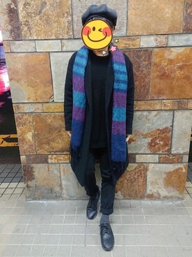 「SPINNS（スピンズ）のアイテム（キャスケット）」を使った、とんこつさん（メンズ・166cm）の冬コーディネート