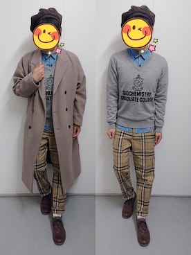 「オーバーサイズコート」｜「アイテム（スラックス）」を使った、とんこつさん（メンズ・166cm）の冬コーディネート