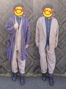 「セットアップコーデ」｜「アイテム（チェスターコート）」を使った、とんこつさん（メンズ・166cm）の冬コーディネート